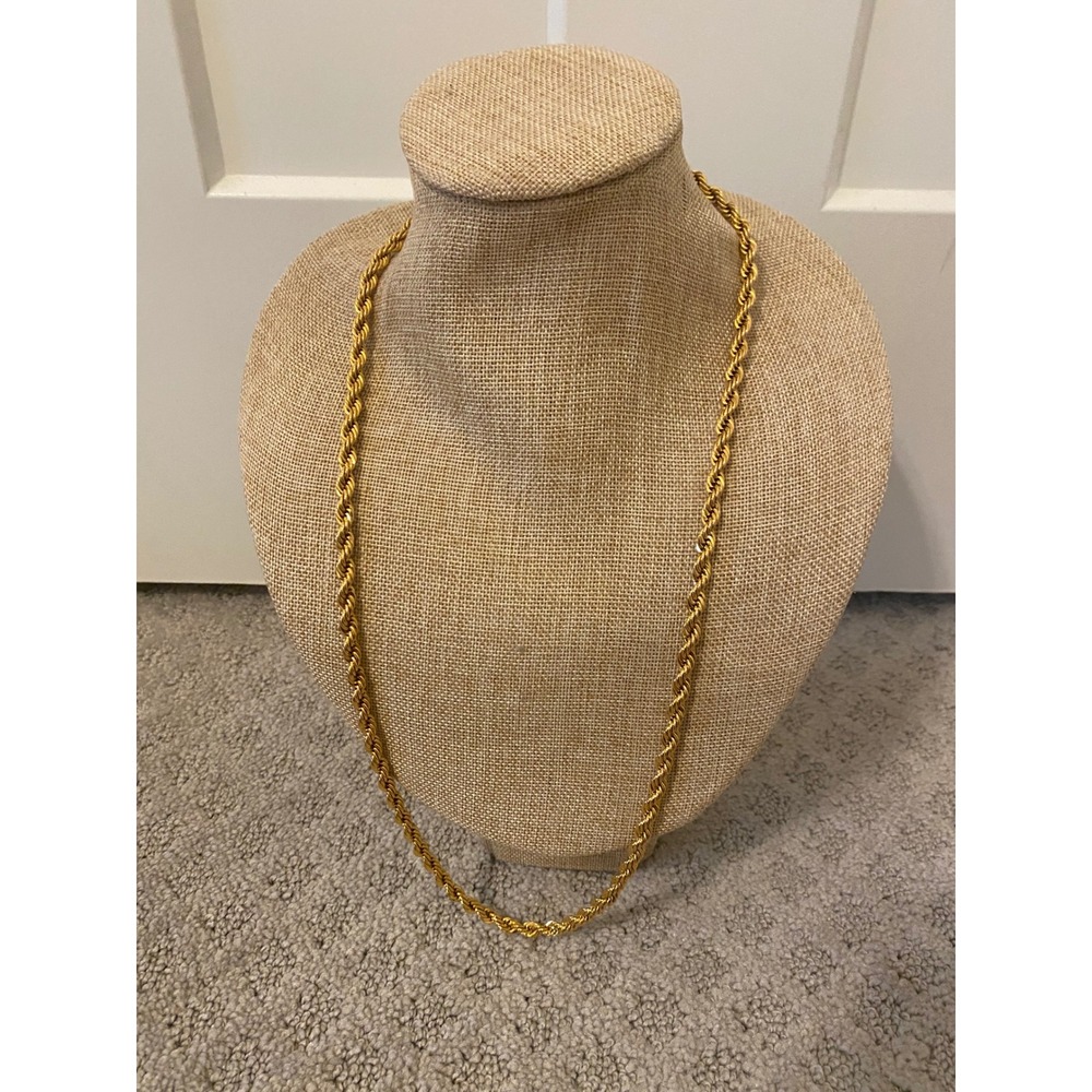 Napier Gold Tone Thick Twisted Rope Chain Necklace 30 Inch Vintage Style